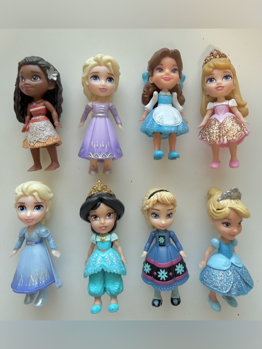 3-inch Poseable Disney Princess Mini Toddler Dolls - 8pcs
